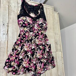Vintage❤️Deb Floral Lace Rosebud Romper/Teddy- Size M